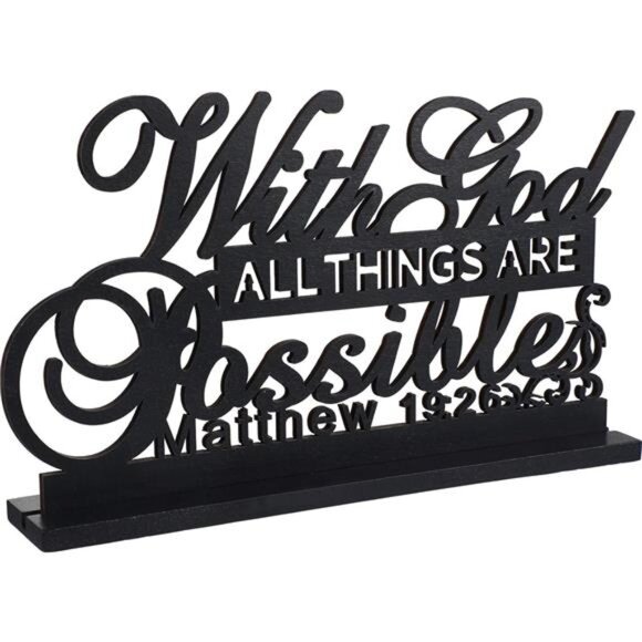 Inspirational Table Art with God All Things are Possible Positive Sign Home - Picture 1 of 7
